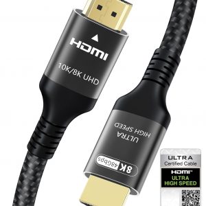 Certified 10K 8K HDMI 2.1 Cable 10 FT, 48Gbps Ultra High Speed HDMI® Cord Ethernet CEC 4K 240Hz 165Hz 144Hz 120Hz 8K 60Hz eARC Netflix HDCP2.3 HDR10+ PC Laptop RTX5090 TV Monitor Projector X-box PS5