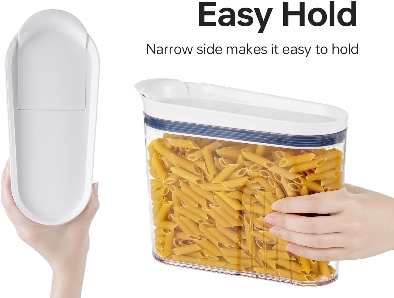 Felli Contenedor de cereales hermético para almacenamiento hermético de 32 onzas, caja de desayuno de tamaño familiar con tapa abatible, dispensador de alimentos secos acrílicos apilables, granos de