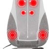 Homedics Shiatsu Back Massage Cushion with Heat, Deep Kneading & Vibration, Handheld Remote, Lumbar Vibration Waves, 3 Massage Zones, Upper, Lower,Full Back,Fits Most Chairs, Premium Fabric,Grey