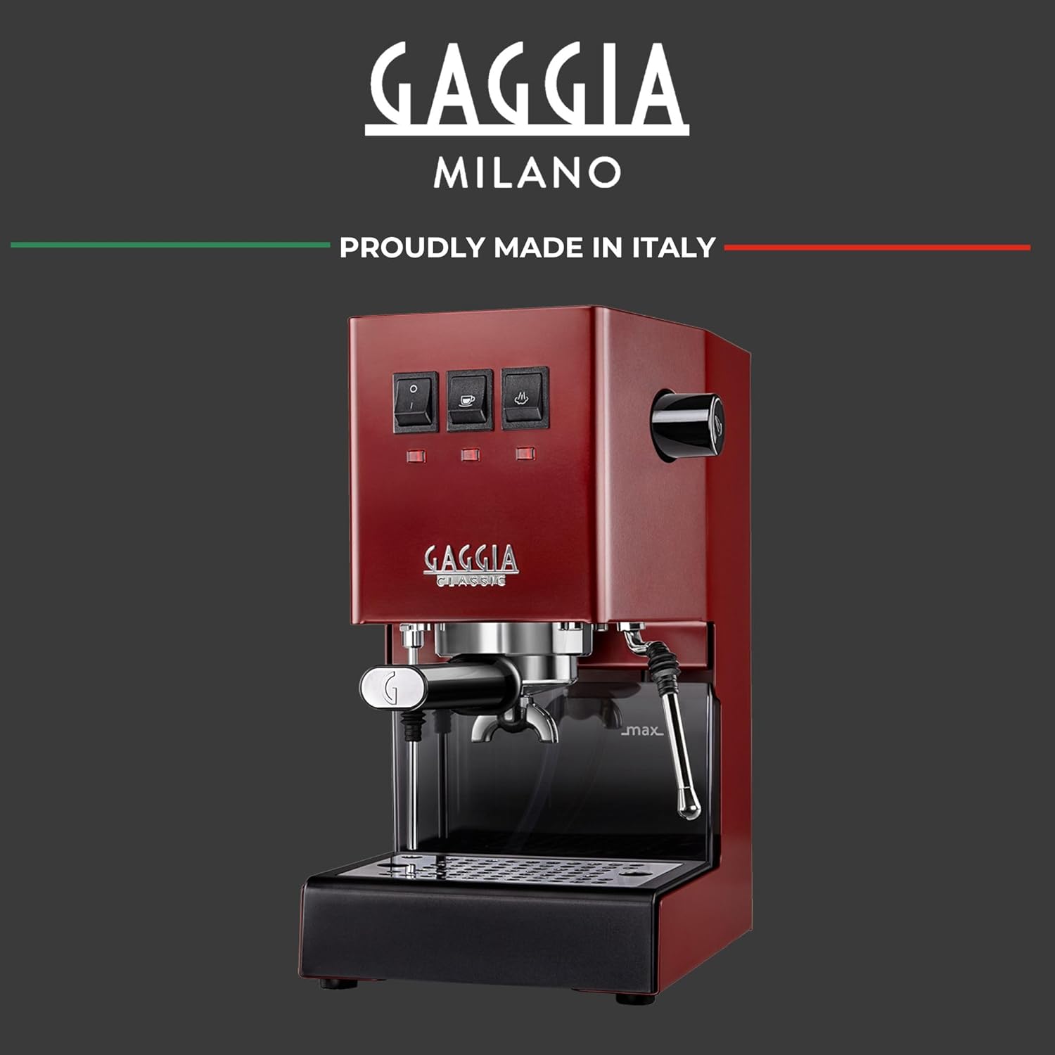 Gaggia RI9380/47 Classic Pro - Máquina de café expreso, 1.3 litros, color rojo cereza