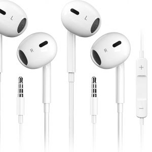 Antool Auriculares con cable,【Llamadas Ultra Claras y sin Ruido】 Auriculares con cable de 3.5mm, auriculares intraaurales con micrófono, compatibles con iPhone/iPad/Android/Laptop/PC 【Paquete de 2】