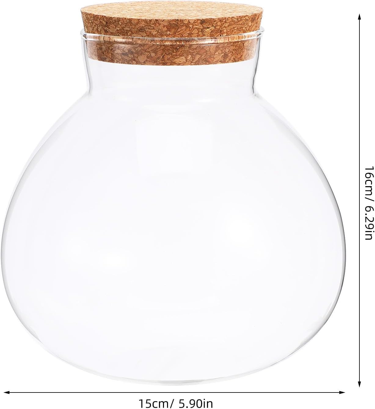 NUOBESTY Tarro de terrario de vidrio con tapa de corcho, terrario cerrado de 6 x 6.3 pulgadas para musgo y helecho suculentos, jardín de escritorio en miniatura para decoración del hogar y la oficina