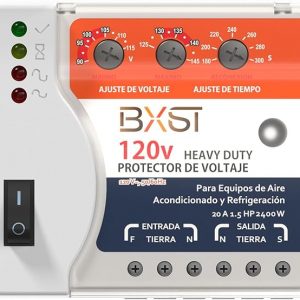 BXST Protector de sobretensión, regulador de voltaje de 20A, salida de protección contra sobretensiones de cableado resistente para refrigerador, TV, computadora y electrodomésticos, ajustable