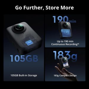DJI Osmo 360 Cámara Combo Estándar, Cámara de Acción Resistente al Agua de 360° con Imágenes de 360° de 1 Pulgada, Video 360° de 8K Nativo, Almacenamiento Integrado de 105GB, Foto 360° de 120MP