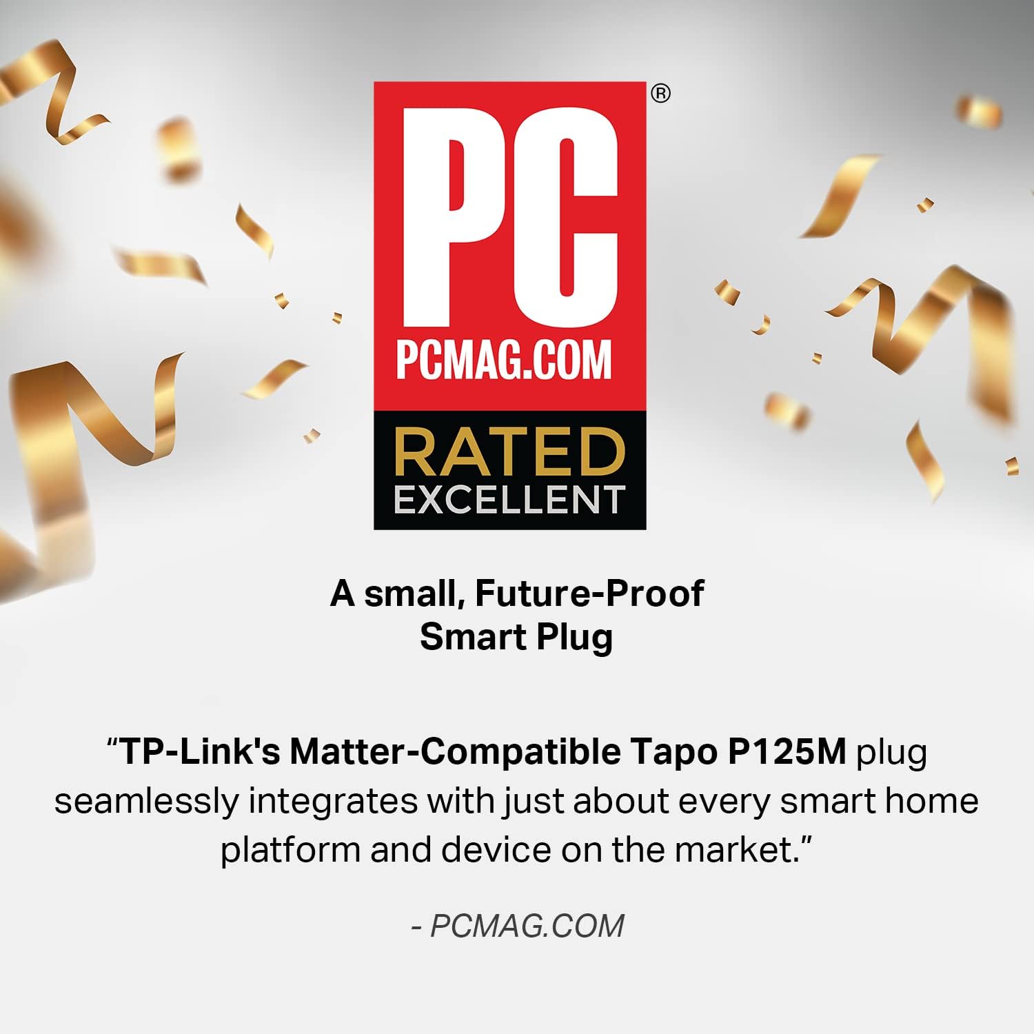 TP-Link Tapo Enchufe Inteligente Mini Compatible con Matter, Diseño Compacto, 15A/1800W Máx., Configuración Súper Fácil, Funciona con Apple Home, Alexa y Google Home, Certificado UL, Solo Wi-Fi 2.4G