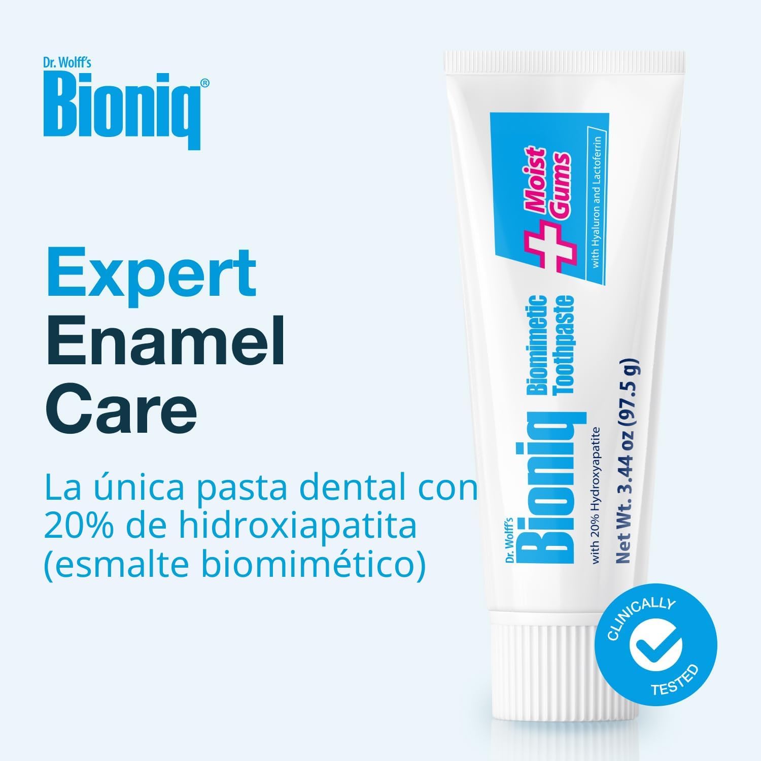 Bioniq Plus+ Gum Formula - Pasta de dientes al 20% de hidroxiapatita, pasta de dientes sin bioHAP y flúor para uso diario, clínicamente probada, nuestro experto en esmalte y cuidado de las encías, 3 x 3.44 onzas