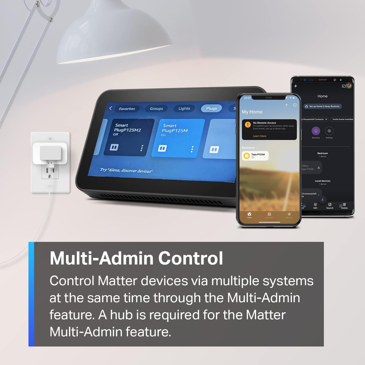 TP-Link Tapo Enchufe Inteligente Mini Compatible con Matter, Diseño Compacto, 15A/1800W Máx., Configuración Súper Fácil, Funciona con Apple Home, Alexa y Google Home, Certificado UL, Solo Wi-Fi 2.4G