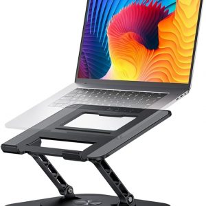 AOEVI Soporte ajustable para laptop con base giratoria de 360°, soporte para computadora portátil ergonómico plegable elevador para computadora portátil compatible con MacBook Pro/Air Notebook de