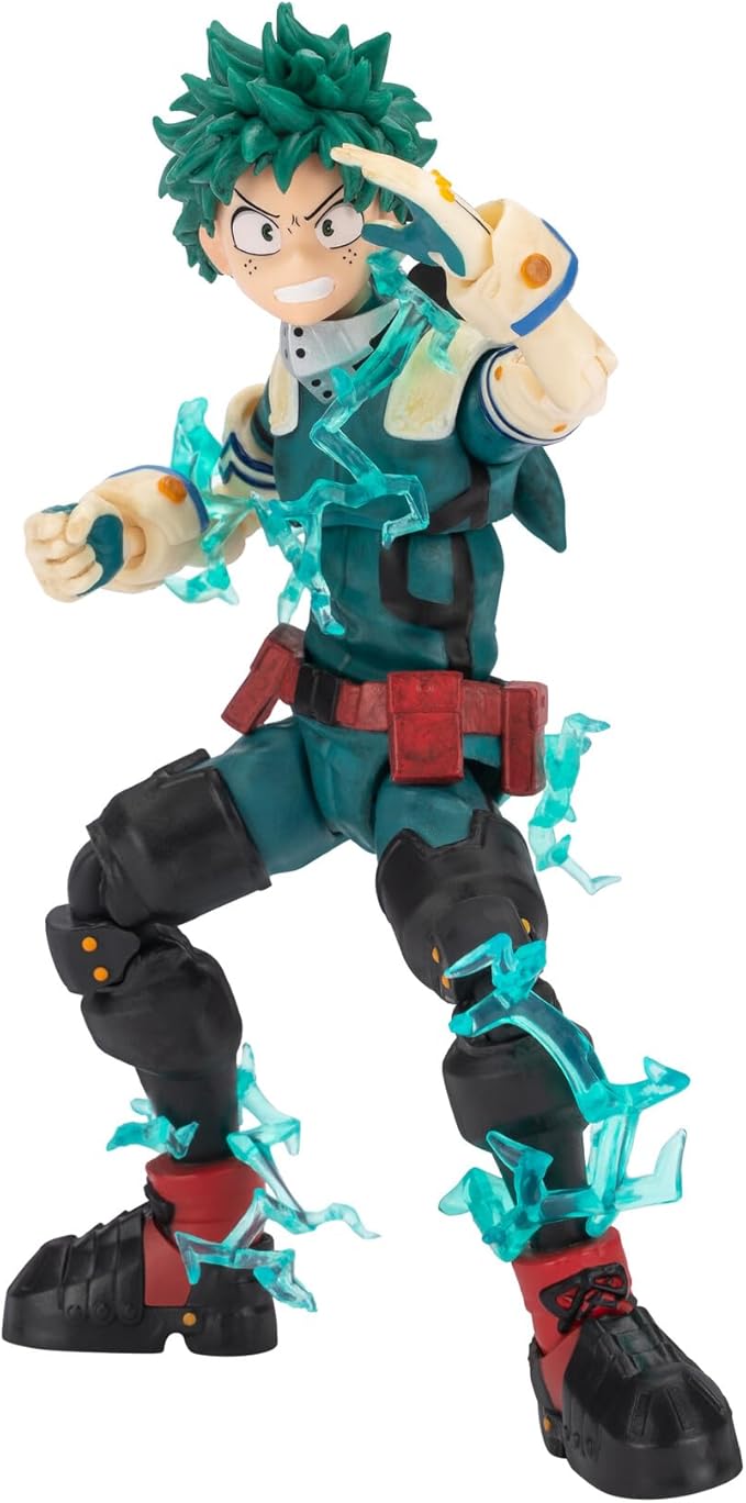 Total Anime Izuku Midoriya - Figura a escala de 6.5 pulgadas con placas frontales intercambiables, manos alternas y efectos energéticos