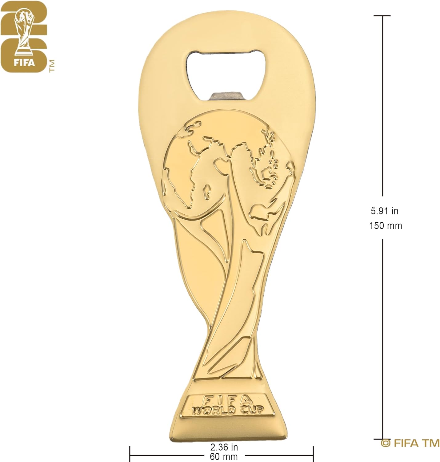 Edición oficial de la Copa Mundial de la FIFA 2026 – Vaso de cerveza Pilsner de 17 onzas y juego de regalo de abrebotellas de trofeo de 6 pulgadas – 1 de cada uno – Perfecto para fiestas, Mancaves