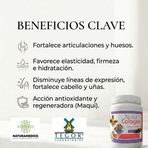 🌿 NaturColagen Tegor® | 300 g (Piel · Articulaciones · Cabello · Antioxidantes) ⭐ Fórmula premium importada de España que combina colágeno marino hidrolizado, ácido hialurónico, vitamina C y extracto de maqui para brindar apoyo integral a la salud de la piel, articulaciones y tejidos conectivos