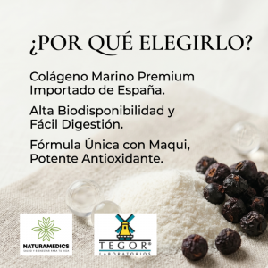 🌿 NaturColagen Tegor® | 300 g (Piel · Articulaciones · Cabello · Antioxidantes) ⭐ Fórmula premium importada de España que combina colágeno marino hidrolizado, ácido hialurónico, vitamina C y extracto de maqui para brindar apoyo integral a la salud de la piel, articulaciones y tejidos conectivos