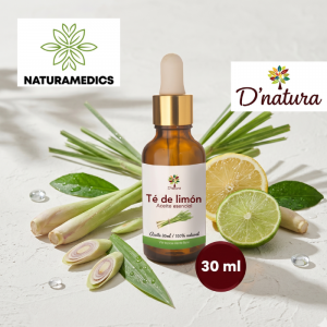 🌿 Aceite Esencial de Té de Limón D’natura® | 30 ml (Frescura · Digestión · Energía Mental · Aromaterapia) ⭐ Aceite esencial natural de té de limón elaborado a partir de limoncillo (Cymbopogon), reconocido por su aroma cítrico fresco y revitalizante.