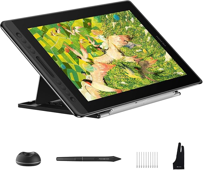 HUION Kamvas Pro 16 V2 Drawing Tablet with Screen 16K Levels PenTech 4.0 Battery-Free Pen, 15.6" Full-Laminated, Smart Touch Bar & 6 Keys Art Tablet Work with Windows, Mac and Linux