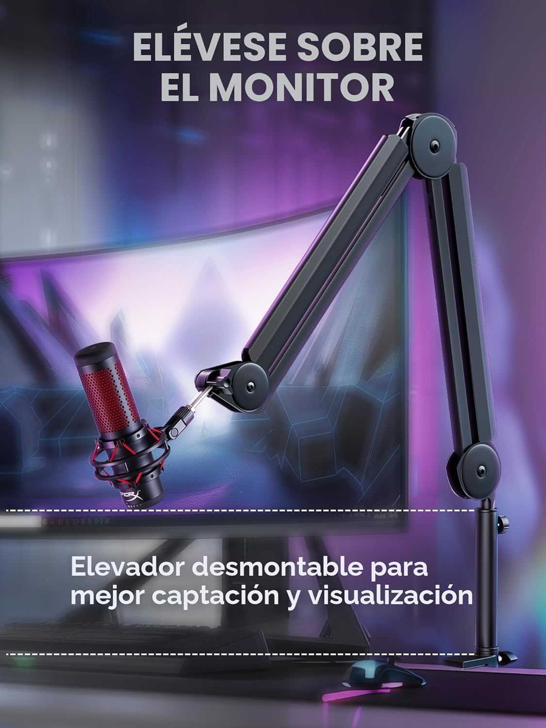 InnoGear Soporte de brazo de micrófono con gestión de cables para Blue Yeti, FIFINE AM8, K669B, HyperX QuadCast S, SoloCast, AT2020, Shure SM7B, MV7 y otros micrófonos