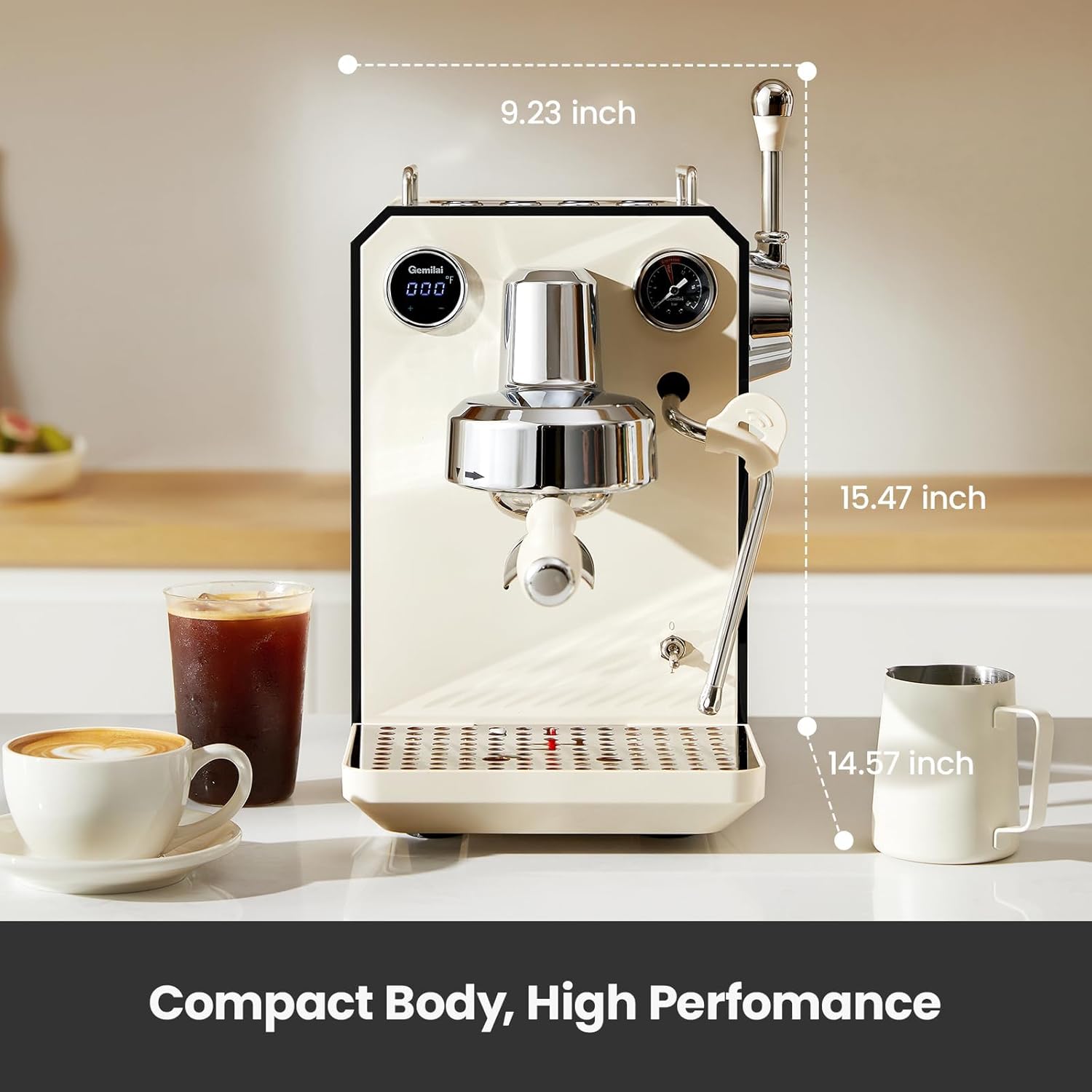 Gemilai Paquete de máquina de café expreso y molinillo de café eléctrico para capuchino, café con leche