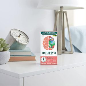 NEURIVA Suplemento cerebral original para memoria, enfoque y concentración, aprendizaje y precisión con nootrópicos clínicamente probados, fosfatidilserina y neurofactor, sin cafeína, cápsulas de 30 unidades