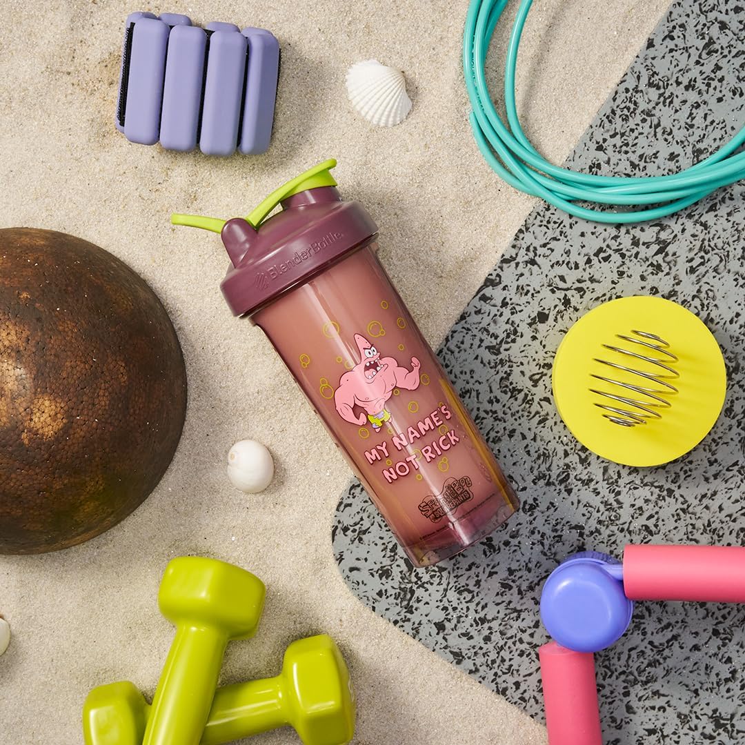 BlenderBottle - Botella agitadora Pro Series de Spongebob perfecta para batidos de proteínas y preentrenamiento, 28 onzas, color rojo, Mi nombre no es Rick
