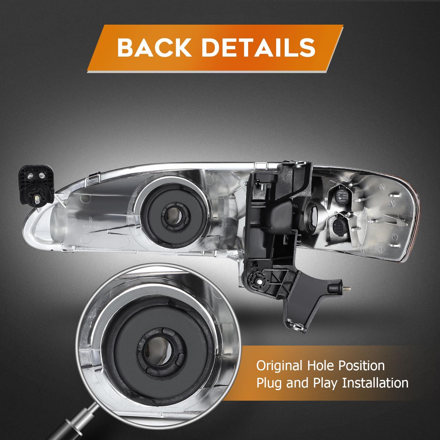 Conjunto de faro delantero para Corolla 1998-2000 lente transparente carcasa negra reflector ámbar conductor y lado del pasajero