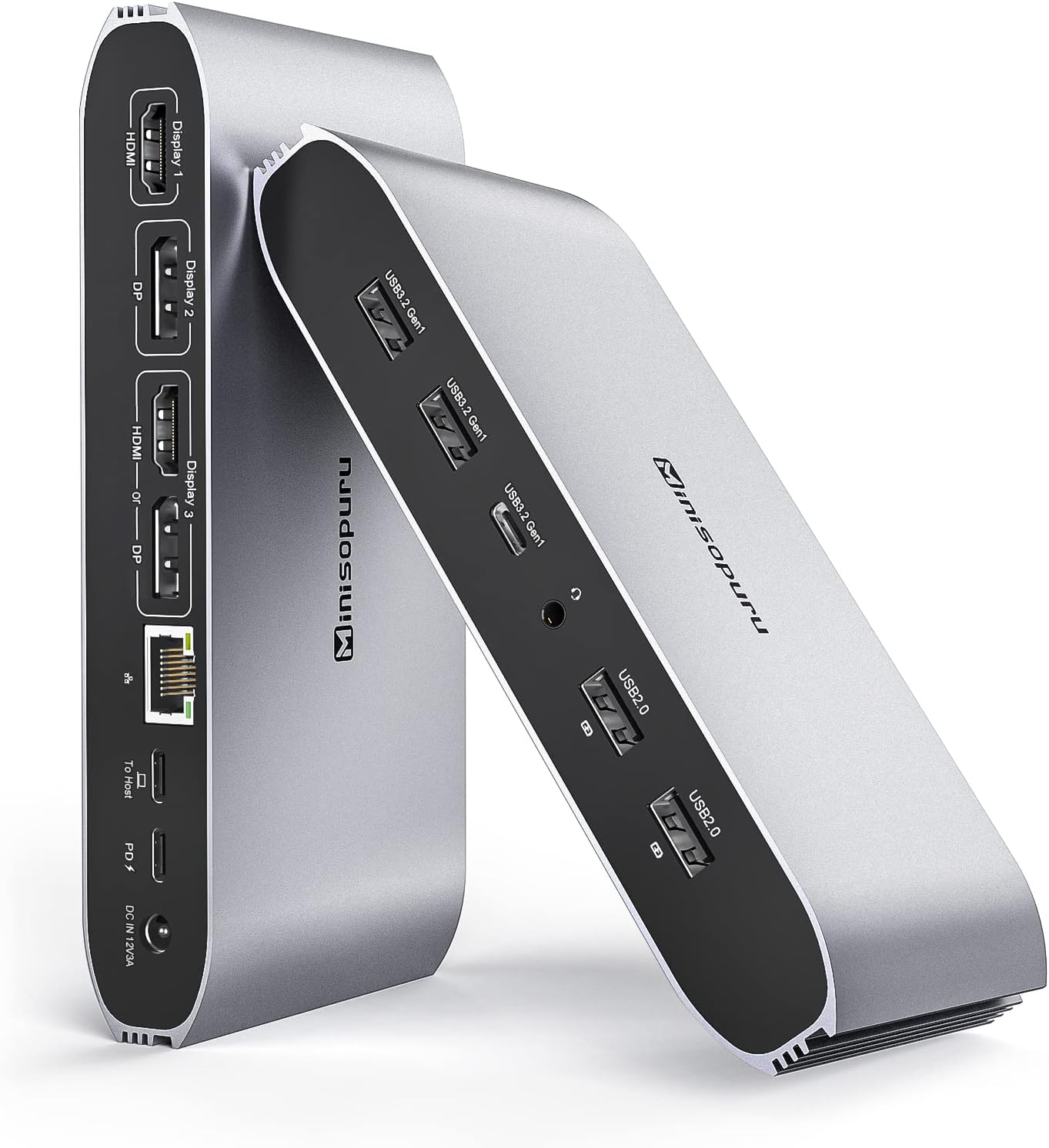 Estación de acoplamiento de triple visualización Minisopuru Displaylink para MacBook M1/M2/M3/M4/Windows, estación de acoplamiento DisplayLink con 2 HDMI y 2 DisplayPort, carga de 100W, datos USB-C