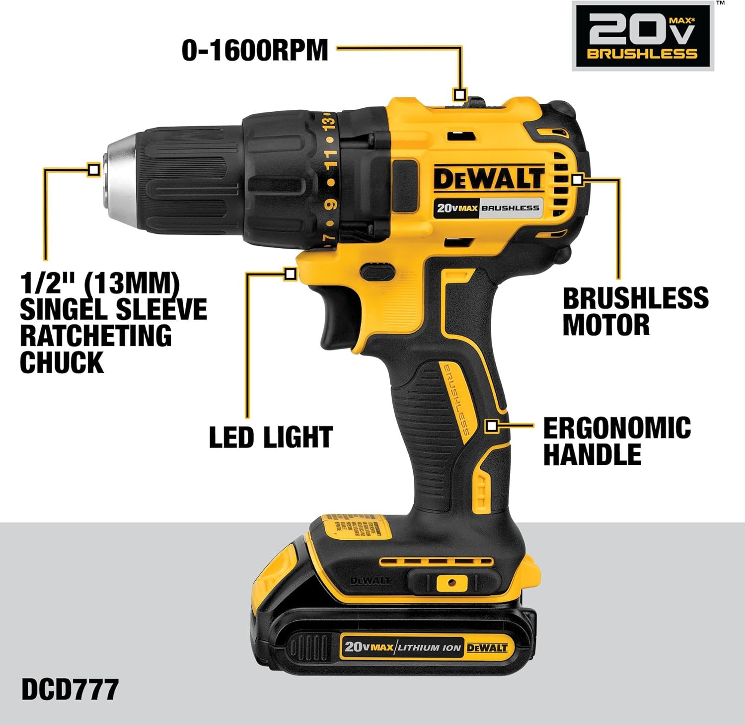 DEWALT Taladro inalámbrico de 20 V MAX y destornillador de impacto, taladro eléctrico sin escobillas, kit combinado de herramientas eléctricas de 2 herramientas, incluye 2 baterías, cargador y bolsa