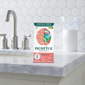 NEURIVA Suplemento cerebral original para memoria, enfoque y concentración, aprendizaje y precisión con nootrópicos clínicamente probados, fosfatidilserina y neurofactor, sin cafeína, cápsulas de 30 unidades