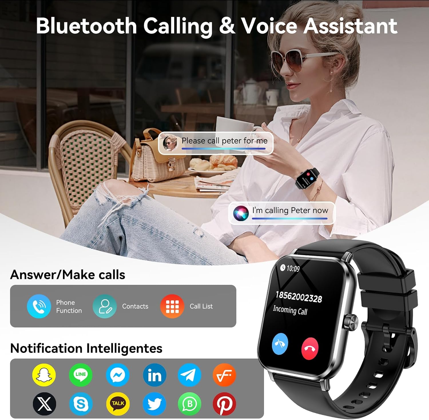 Smart Watch for Men Women, 1.83" HD Touch Screen Smartwatch with Bluetooth Call, 5 ATM Waterproof, 130+ Sport Modes Fitness Tracker Heart Rate Sleep Monitor Pedometer, Compatible with Android iPhone