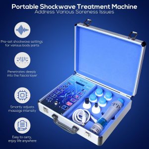 Portable Shockwave Therapy Machine for Body Muscle Massager Pain Relief Back Waist Leg and Golf Elbow Shock Wave Deep Tissue Pain Relief with 7 Massage Heads