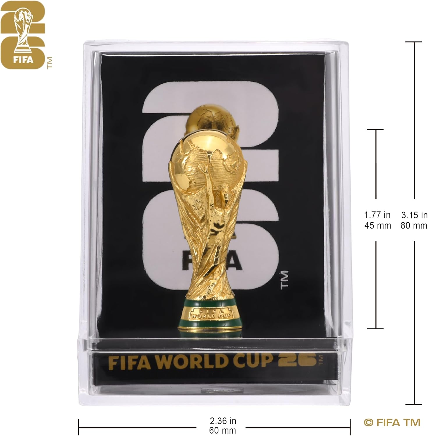 Edición oficial de la Copa Mundial de la FIFA 2026 – Trofeo 3D de 3 pulgadas dentro de una funda acrílica premium – Artículo de coleccionista atemporal – Réplica de trofeo de la Copa Mundial de la FIFA perfecta para cueva de hombre o recuerdos de fútbol