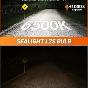 SEALIGHT 9005 HB3 Bulbs, 45,000LM Super Bright, 6500K Cool White L2S 9005 Driving Lights with 25000RPM Cooling Fan, Plug-N-Play Fog Light, Pack of 2
