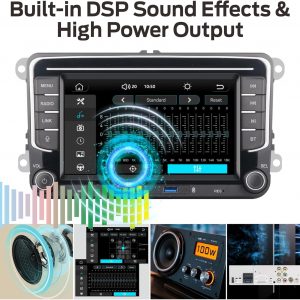 Fast Boot Linux Car Stereo | Compatible for VW Golf 5 6 Passat Jetta Caddy EOS T5 Touran CC Polo with Wireless Carplay Android Auto Bluetooth FM AM RDS Radio | 100W DSP |