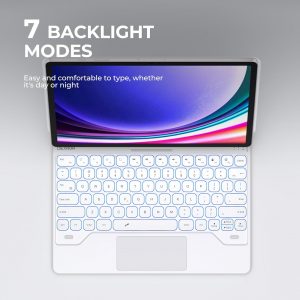 Dexnor Funda para Samsung Galaxy Tab S10+ / S9+ / S8+ / S7+ con Teclado, Soporte Magnético Cantilever Flotante de 12.4'', Trackpad Multitáctil, Soporte para S Pen - Blanco