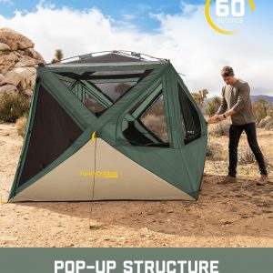 FanttikOutdoor Alpha C4 Ultra Camping Tent 4 Person Pop Up Instant Cabin Setup in 60 Seconds Portable Hub Tent with Rainfly & Windproof for Outdoor Camping & Overlanding