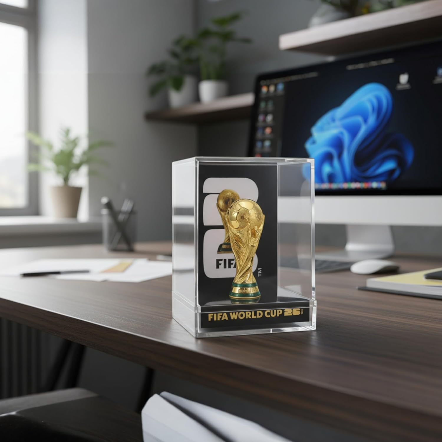Edición oficial de la Copa Mundial de la FIFA 2026 – Trofeo 3D de 3 pulgadas dentro de una funda acrílica premium – Artículo de coleccionista atemporal – Réplica de trofeo de la Copa Mundial de la FIFA perfecta para cueva de hombre o recuerdos de fútbol