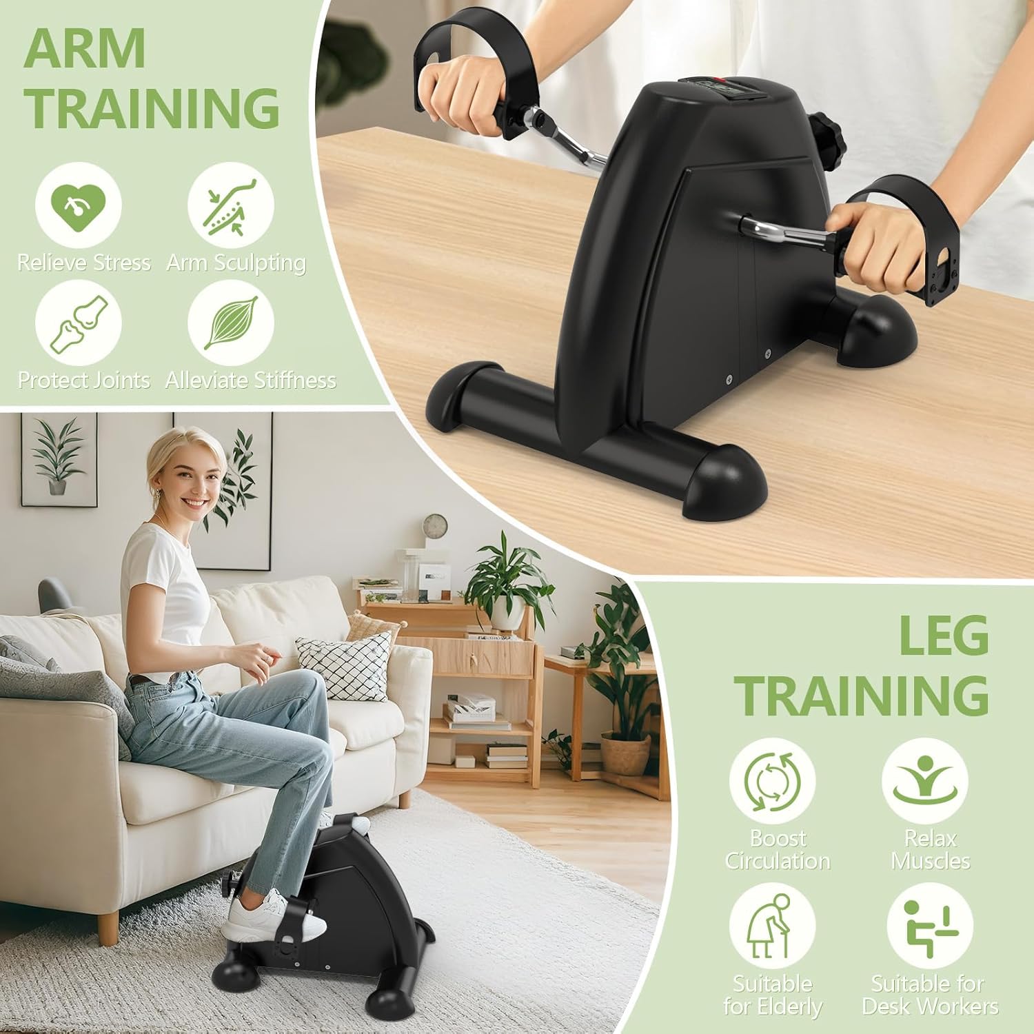 FITKS360 Under Desk Elliptical & Mini Exercise Bike - Seated Electric Leg Exerciser Under Table Oval Electric - Seniors Sit Exerciser Full Assembled Pedal with Remote Control