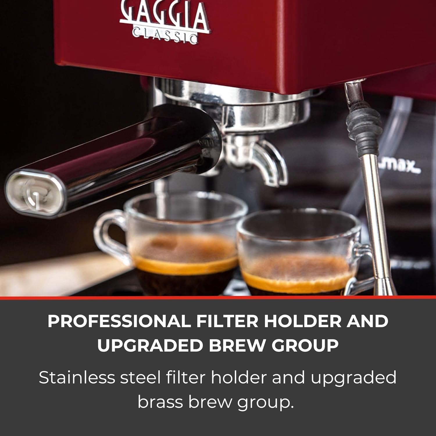 Gaggia RI9380/47 Classic Pro - Máquina de café expreso, 1.3 litros, color rojo cereza