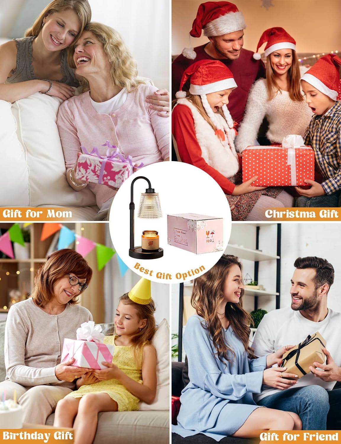 Lámpara calienta-velas Innqoo con temporizador, calentador de velas regulable para velas de tarro, calentador de cera derretida con altura ajustable, regalos de cumpleaños para mujeres y mamás