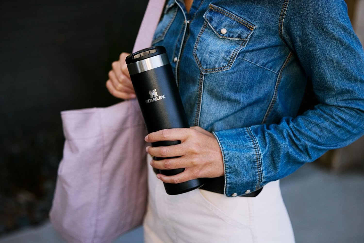 STANLEY Transit FlipTop Mug | Leakproof Coffee Travel Cup | Vacuum Insulated Stainless Steel | Stays Hot or Cold for Hours | BPA-Free | 16 oz | Black 2.0