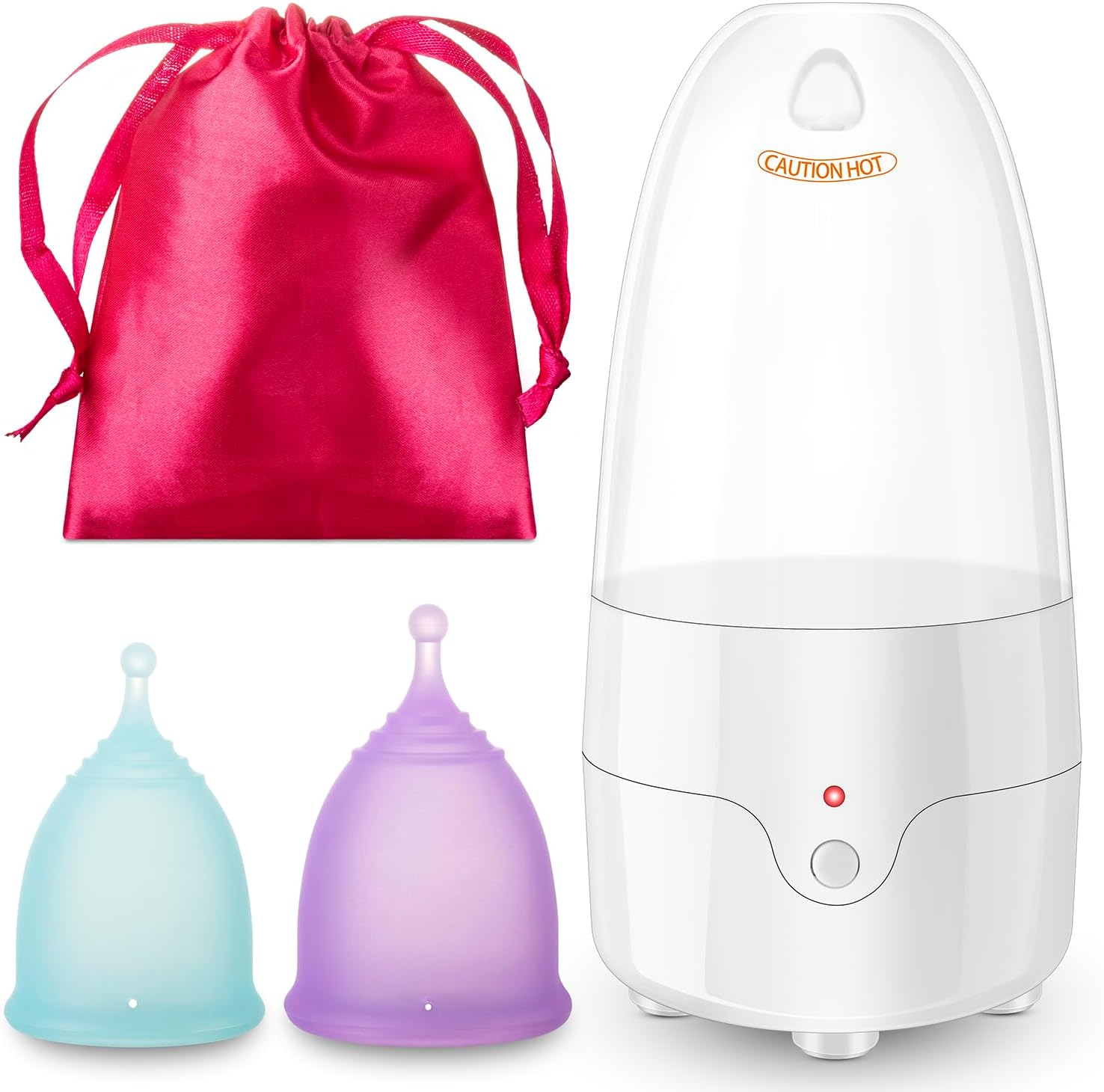 Esterilizador de vasos menstruales con 2 copas menstruales reutilizables, kit de lavado limpiador de tazas de período