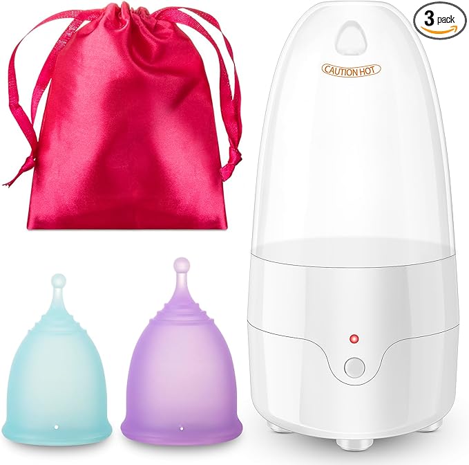 Esterilizador de vasos menstruales con 2 copas menstruales reutilizables, kit de lavado limpiador de tazas de período
