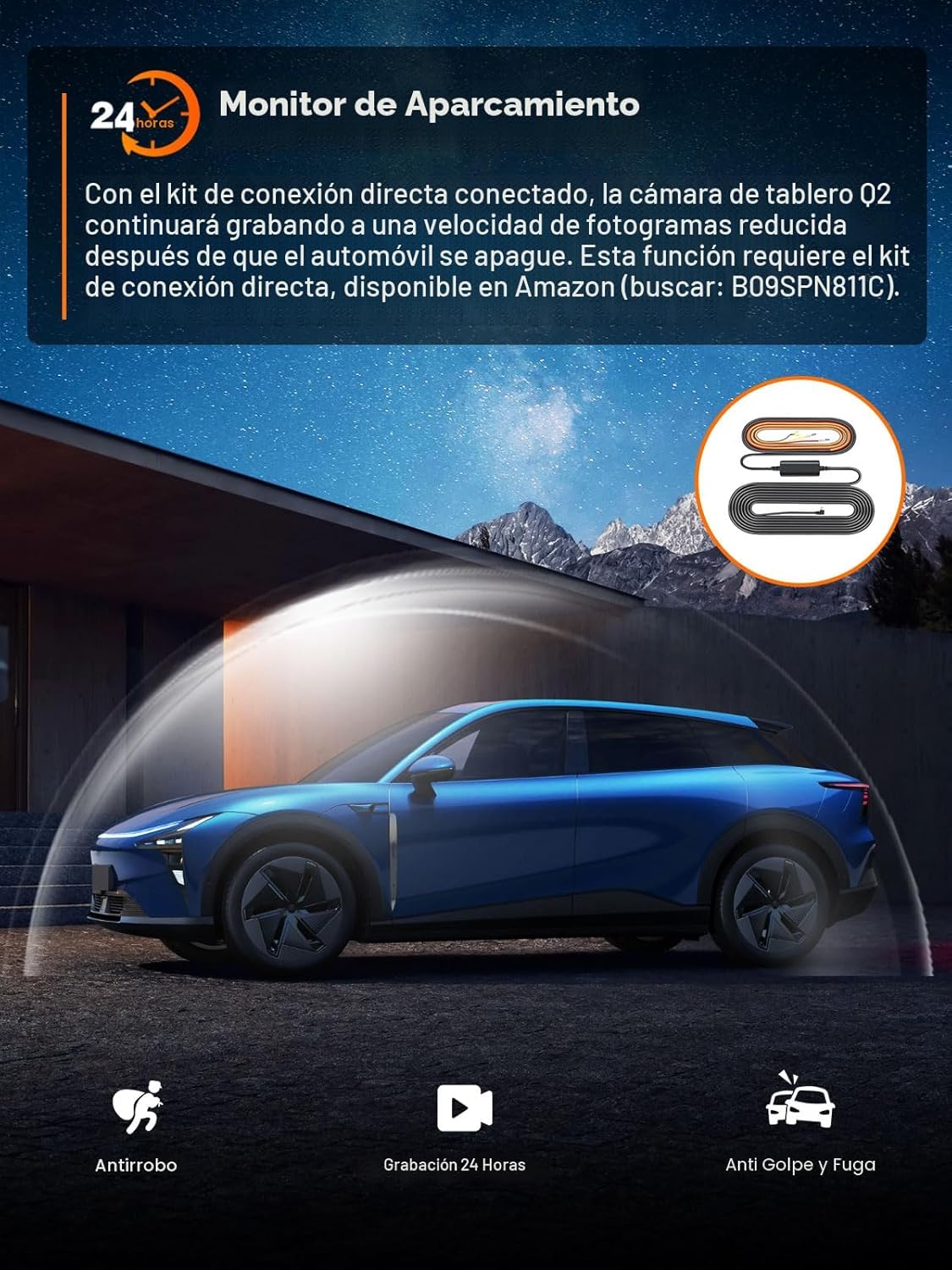 galphi Cámara frontal 4K, WiFi 5G integrado, tarjeta de 64 GB incluida, cámara de tablero para automóviles, mini cámara de tablero con visión súper nocturna, grabación en bucle, sensor G, monitor de
