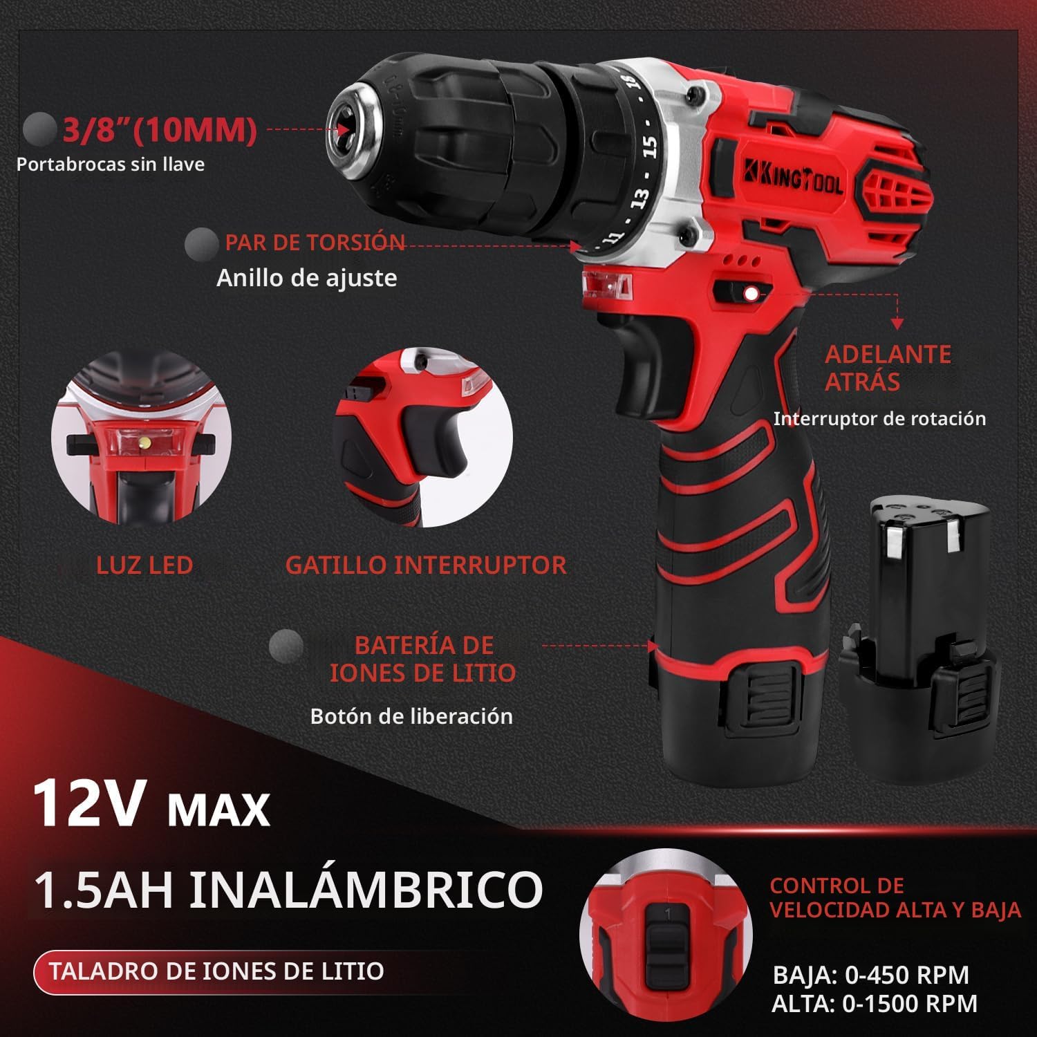 KingTool Juego de herramientas de 276 piezas – Kit de herramientas con taladro eléctrico inalámbrico de 12 V, caja de herramientas con cajón, juego de taladros perfecto para propietarios de viviendas, bricolaje, manitas