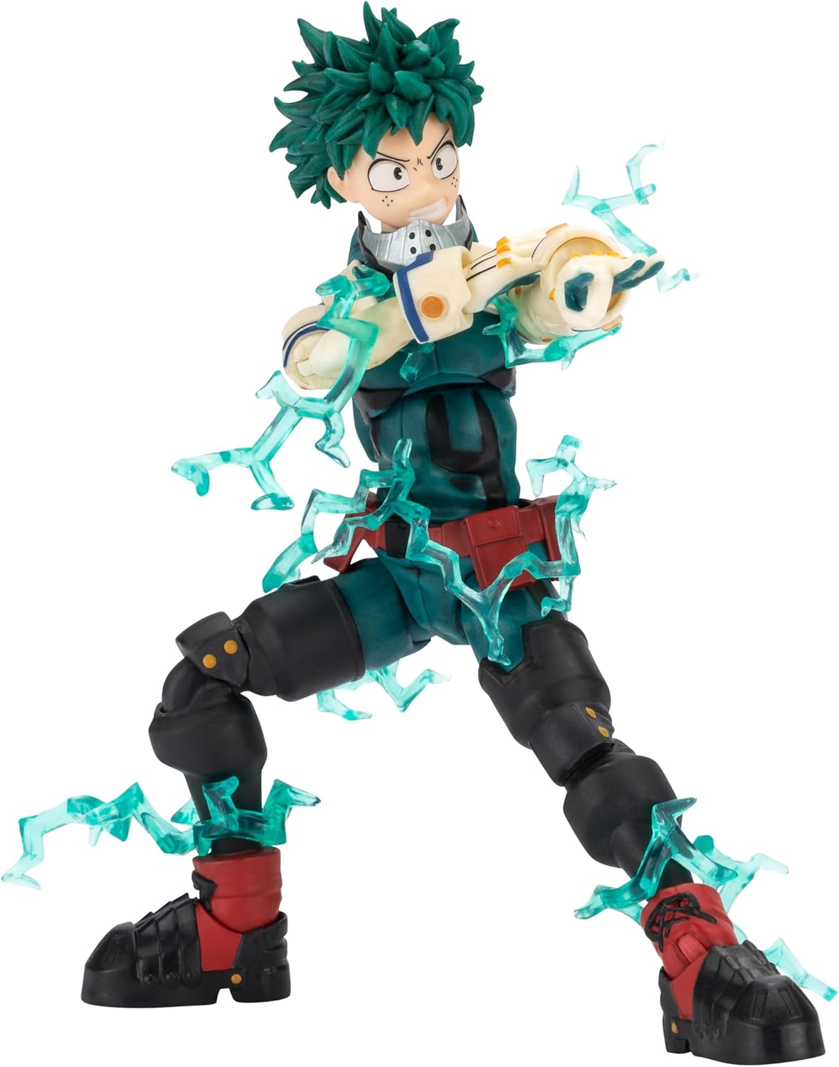 Total Anime Izuku Midoriya - Figura a escala de 6.5 pulgadas con placas frontales intercambiables, manos alternas y efectos energéticos