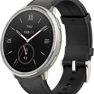 Amazfit Active 2 Premium Smart Watch Fitness Tracker (Round) for Android & iPhone, 10 Day Battery, Water Resistant, GPS Maps, Heart & Sleep Monitor, HYROX Mode, Sapphire Glass, Leather + Sport Strap