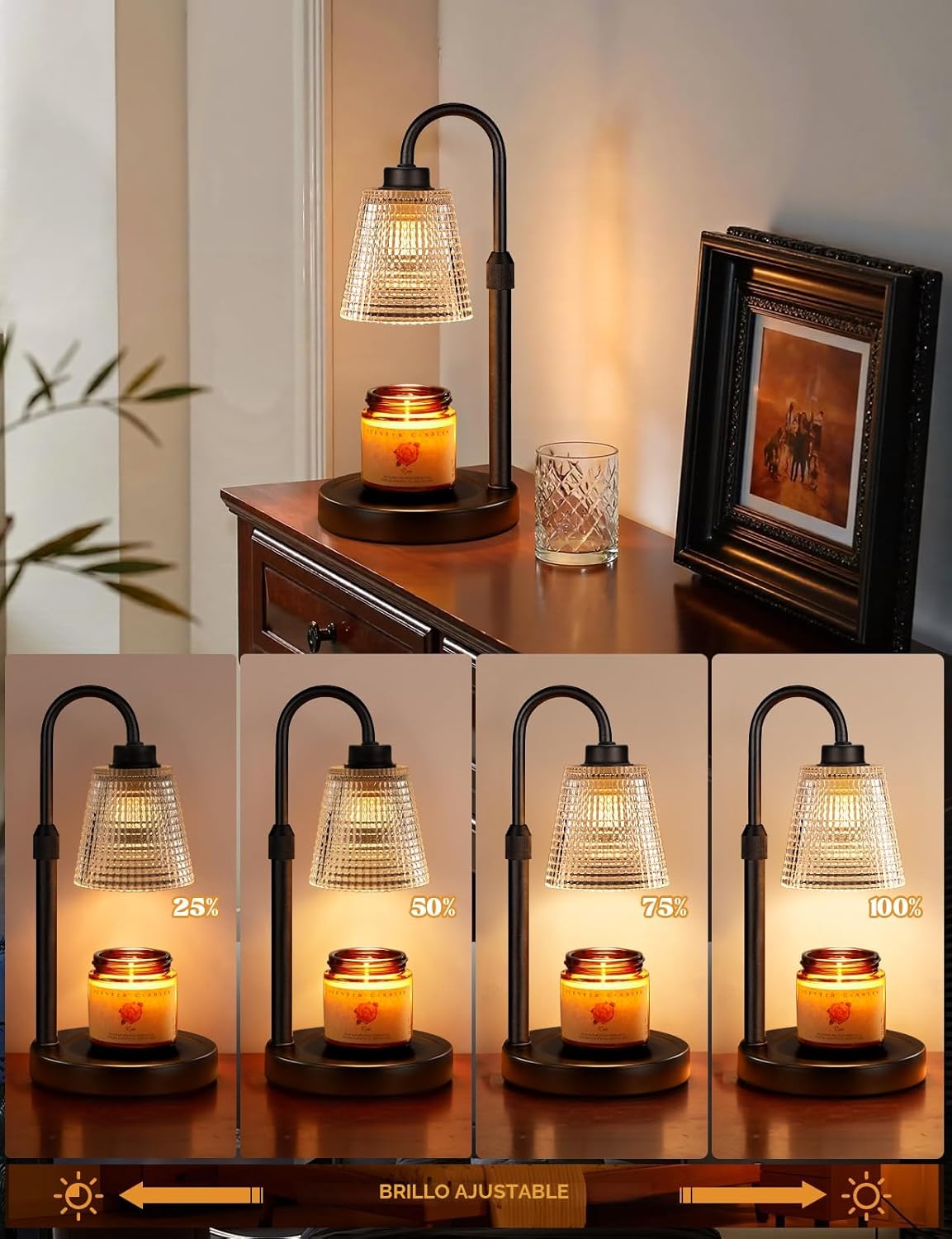 Lámpara calienta-velas Innqoo con temporizador, calentador de velas regulable para velas de tarro, calentador de cera derretida con altura ajustable, regalos de cumpleaños para mujeres y mamás