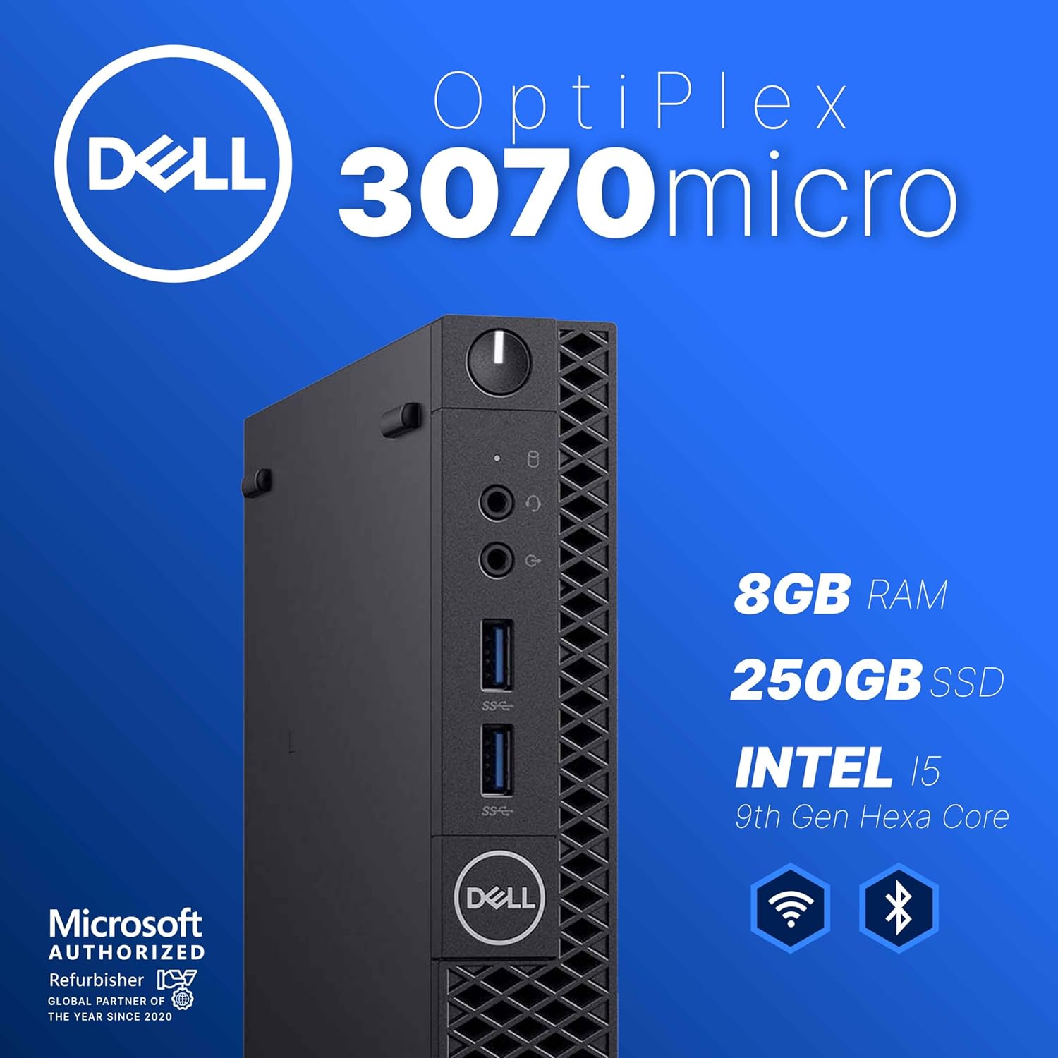 Dell Optiplex 3070 Mini PC | Windows 11 Pro | Intel i5-9500 | 8 GB RAM + 250 GB SSD | 5G WiFi + BT | Teclado + mouse | Micro computadora de escritorio (renovado)