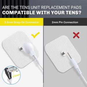 24 Pack TENS Unit Replacement Pads, Long-Lasting Snap Electrodes Latex-Free TENS Pads Set Compatible with Most TENS EMS Devices Using 3.5mm Button Lead Wires