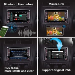 [Upgrade] YZKONG Car Stereo Compatible for VW Passat Golf MK5 Jetta Caddy EOS Tiguan with Wireless Carplay Android Auto IPS Touch Screen Car Radio, AM/FM Radio, BT, Dual USB Port