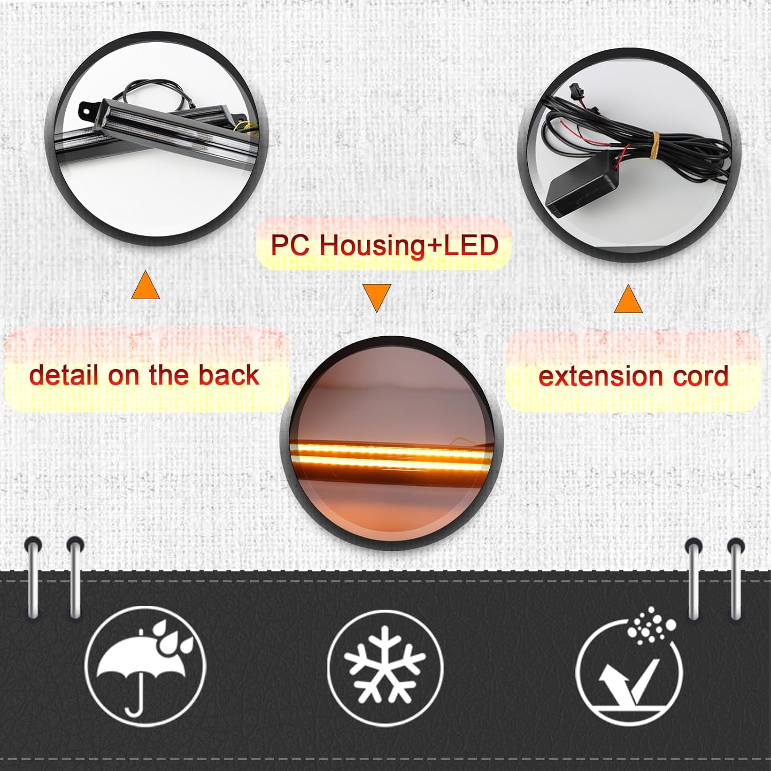 LED Daytime Running Light Compatible with Toyota 4Runner 1996-2002 - White DRL, Amber Turn Signal, Front Side Marker Headlight