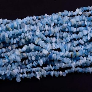 Natural Chip Stone Beads 5-8mm About 400 Pieces Irregular Gemstones Healing Crystal Loose Rocks Bead Hole Drilled DIY for Bracelet Jewelry Making Crafting (5-8mm, Aquamarine)